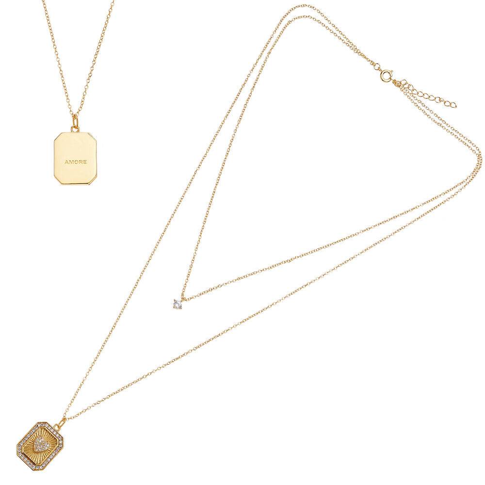 Ottaviani Collana doppio filo dorata con cubic zirconia Vendite Flash