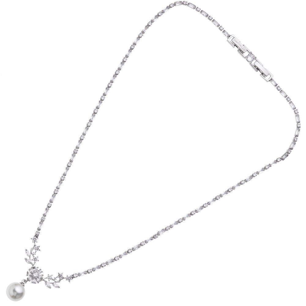 Ottaviani Collana rodiata con cubic zirconia e perla Qualità