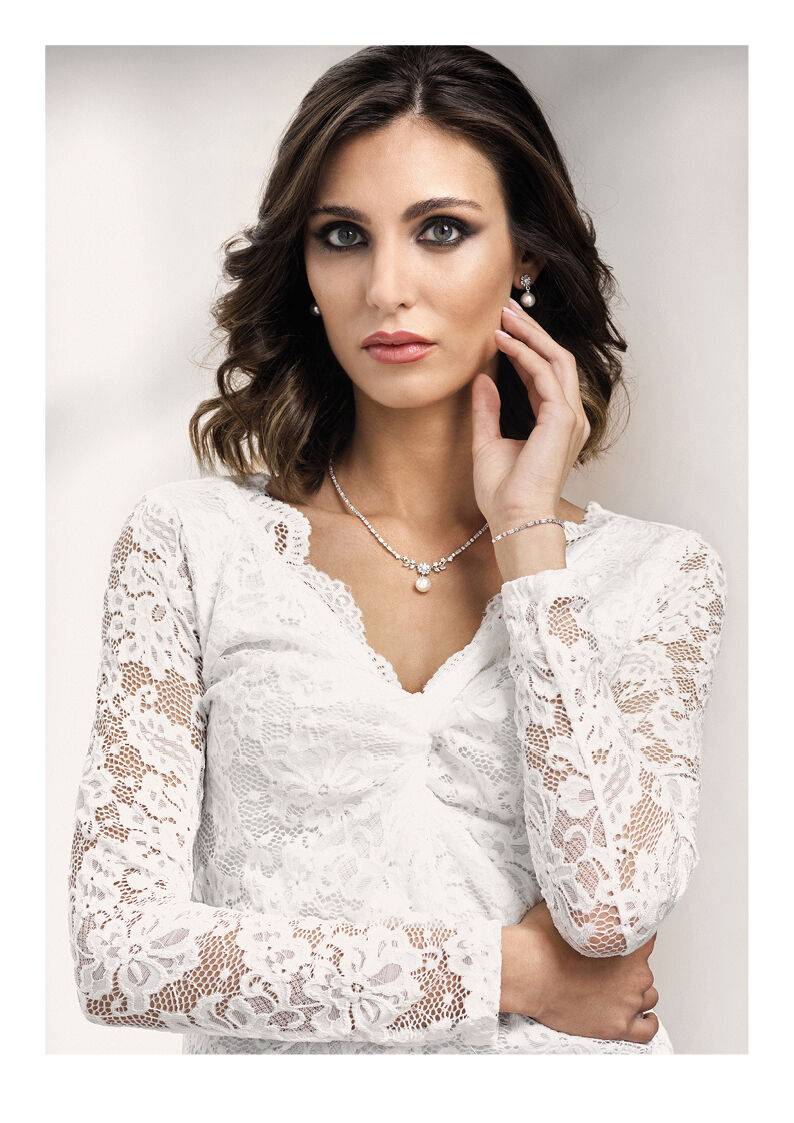 Ottaviani Collana rodiata con cubic zirconia e perla Qualità