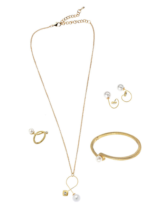 Ottaviani Anello in metallo placcato oro 18k,perle bijou Affare Del Giorno