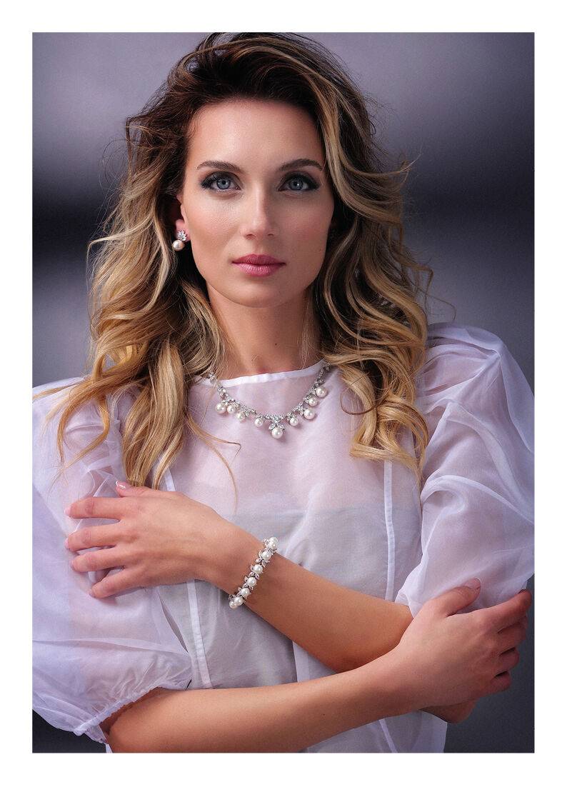 Ottaviani Collana rodiata con cubic zirconia e perle Qualità Garantita