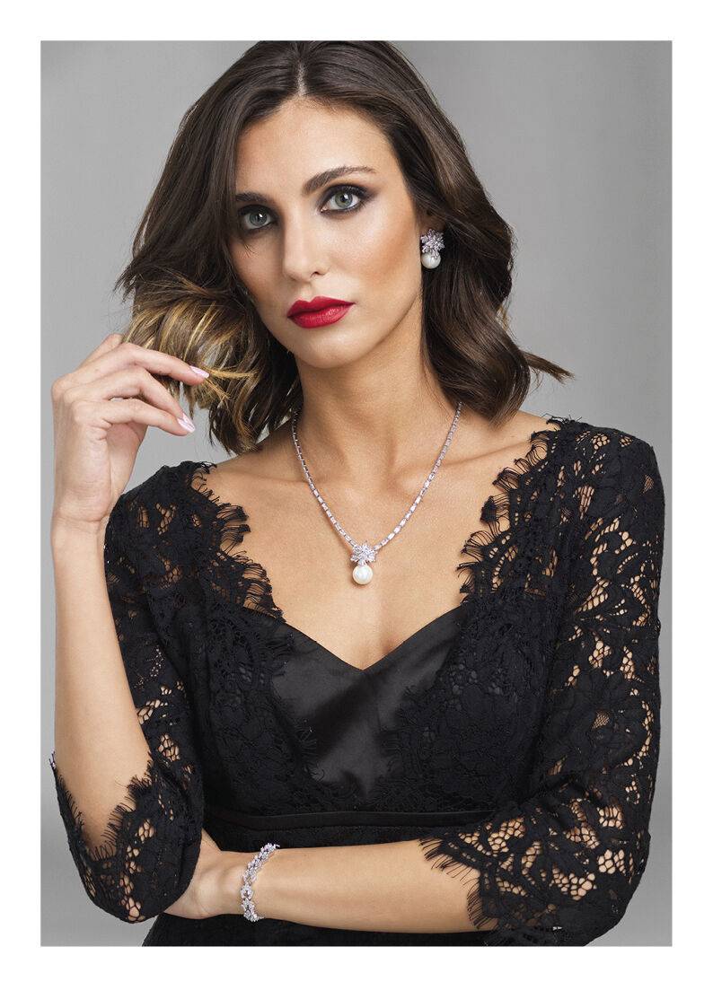 Ottaviani Collana rodiata con cubic zirconia e perla Negozi Online