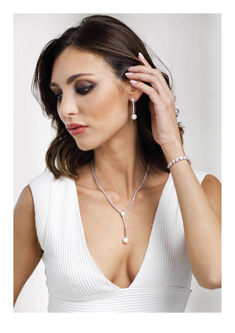 Ottaviani Collana rodiata con cubic zirconia e perla Convenienza