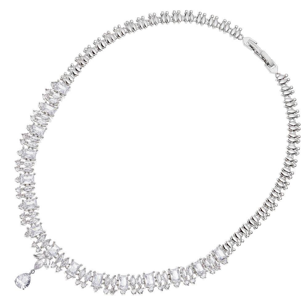 Ottaviani Collana rodiata con cubic zirconia Saldi Di Fabbrica