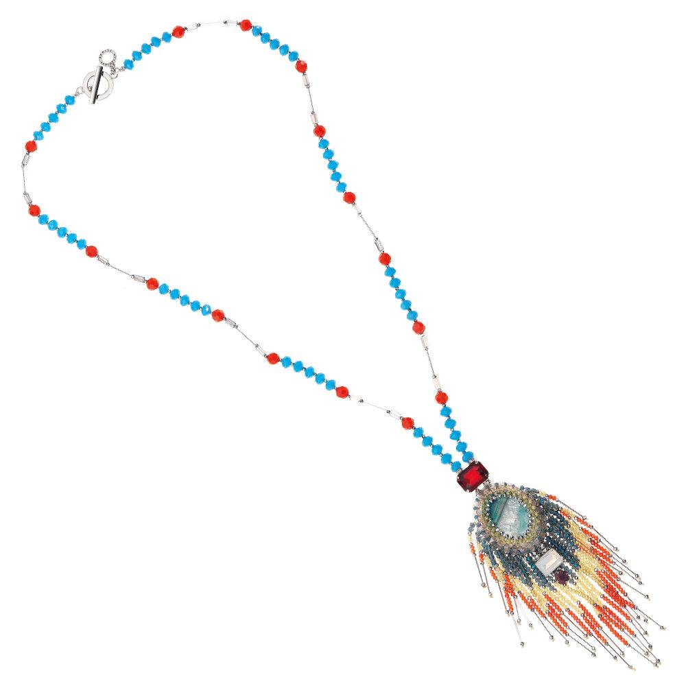 Ottaviani Collana con cristalli,strass e perline