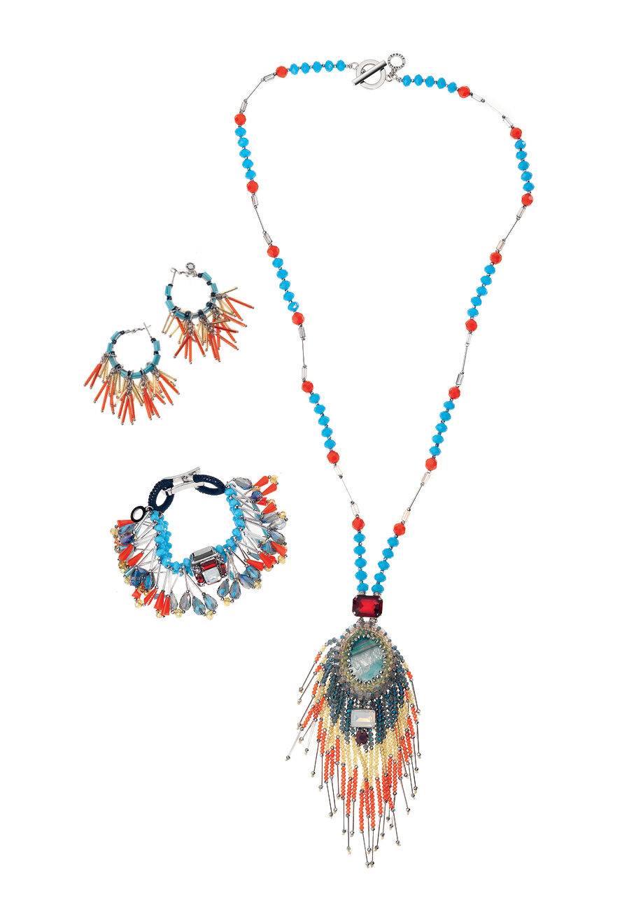 Ottaviani Collana con cristalli,strass e perline In Linea