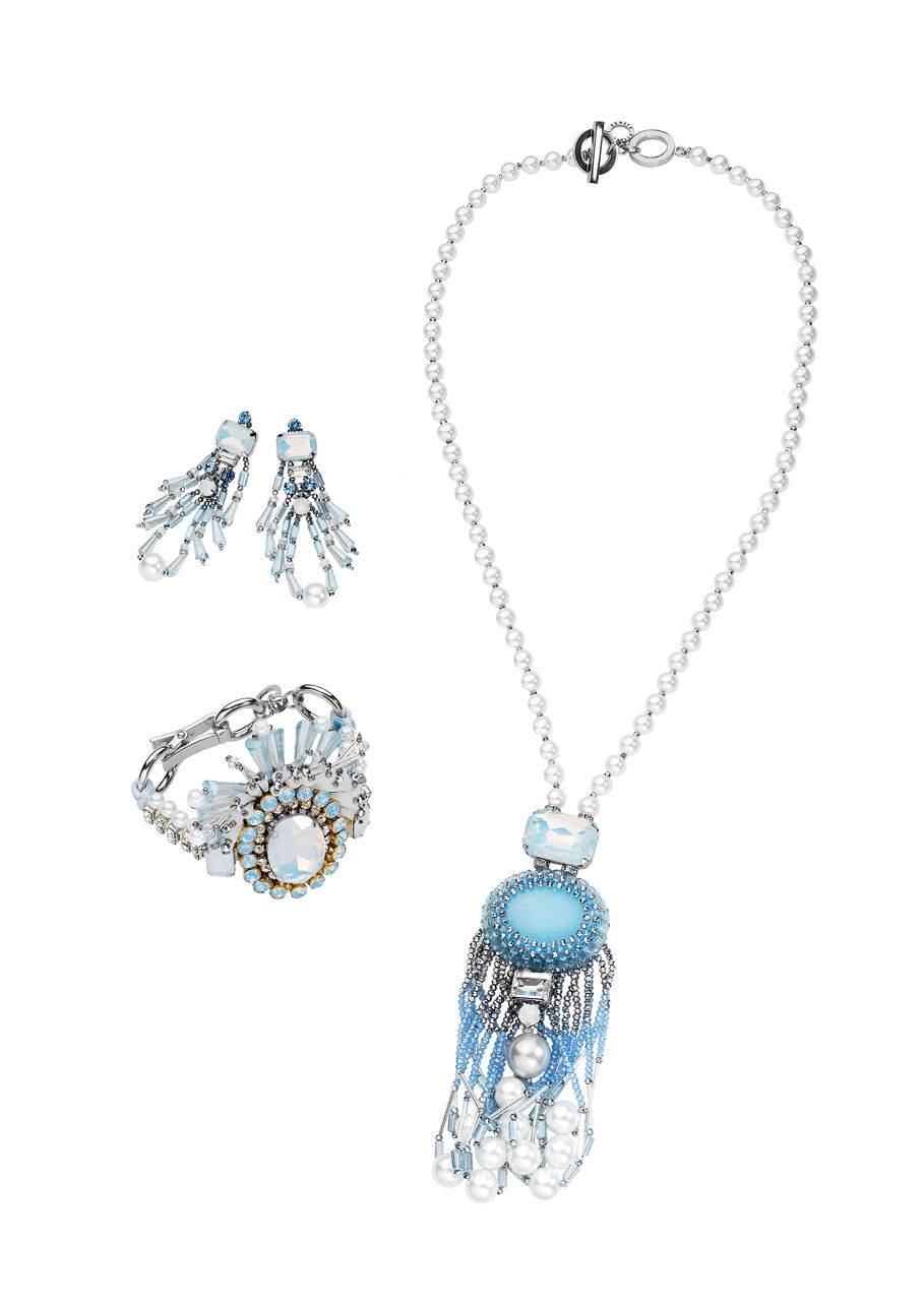 Ottaviani Collana con cristalli,strass e perline Nuovo