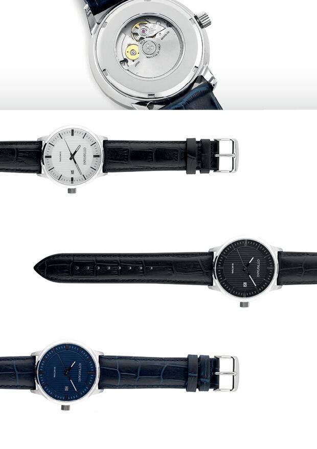Ottaviani Automatico quadrante bianco e pelle nera Promozione