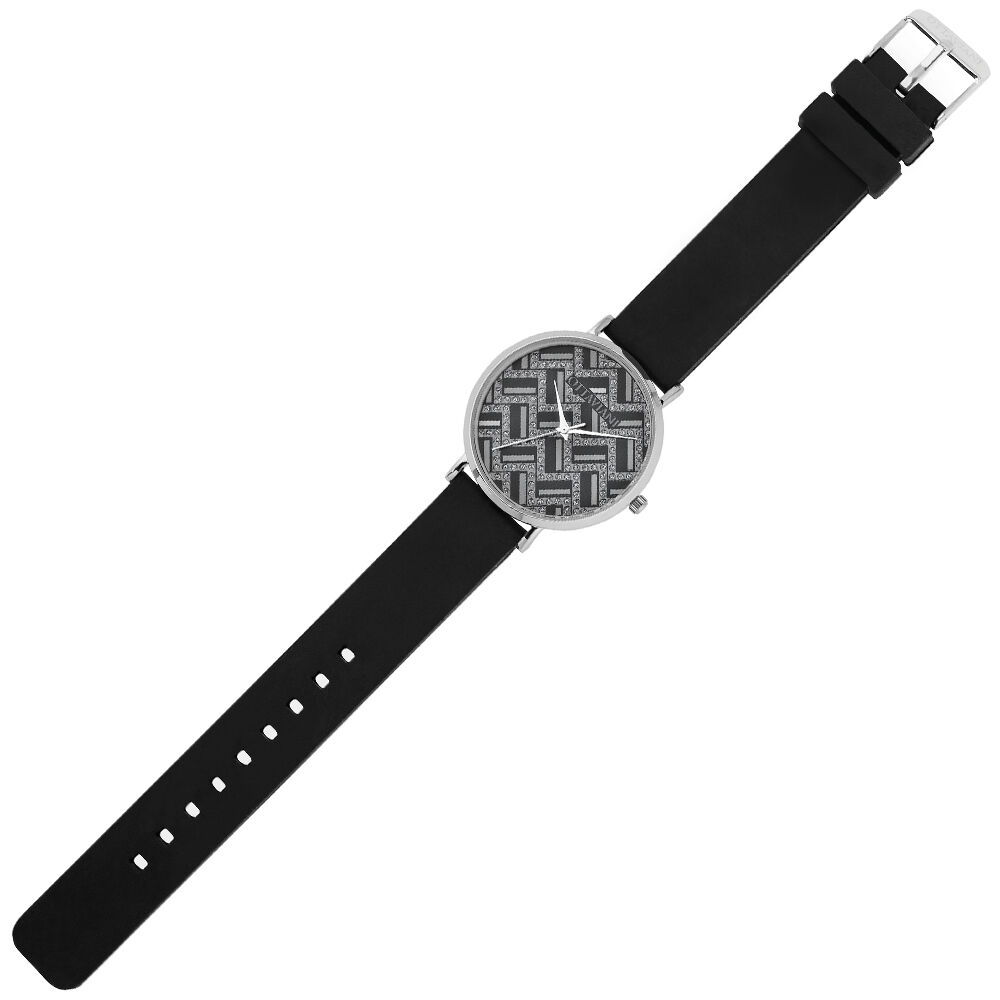 Ottaviani Quarzo argento silicone nero