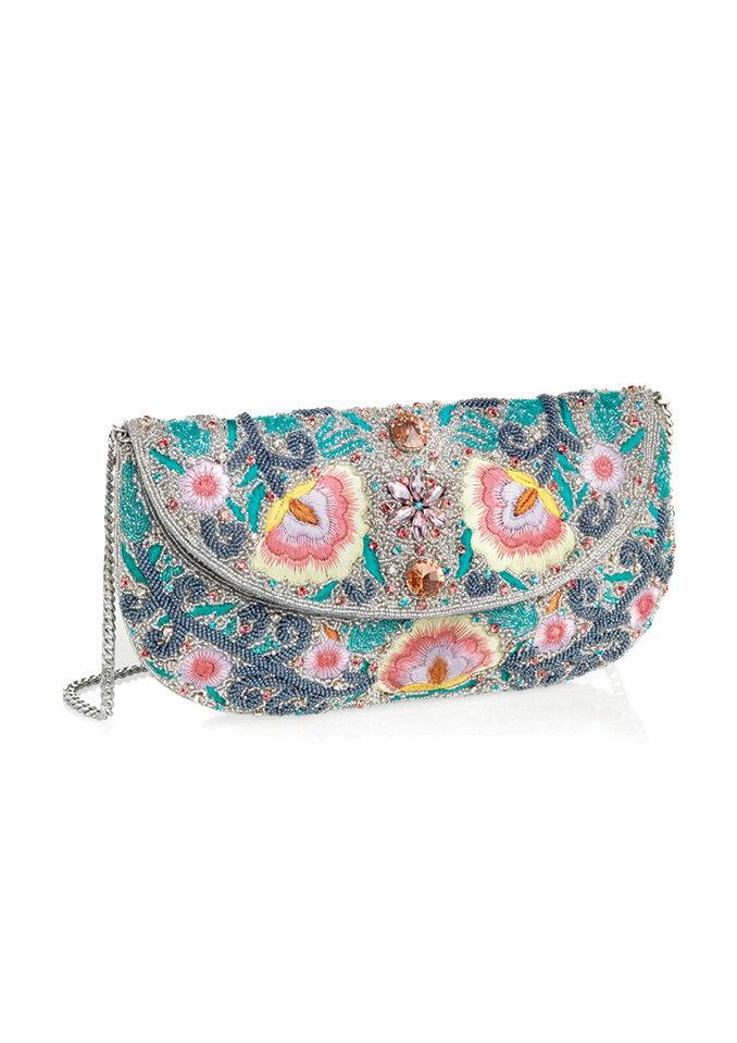 Ottaviani Clutch con ricami,cristalli,perline e strass Nuovo