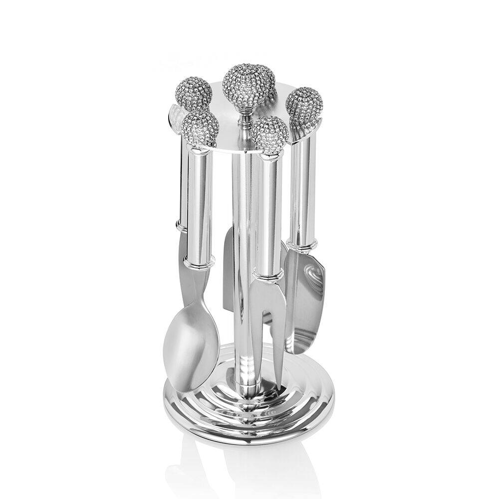 Ottaviani Set 6 coltelli da formaggio in met.arg c/stras