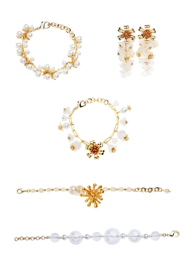 Ottaviani Bracciale dorato con perle perline e fiori vet Qualità