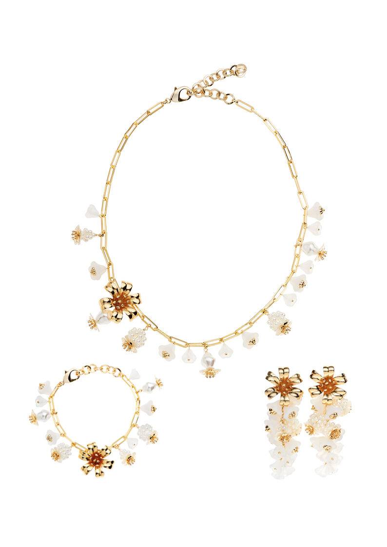 Ottaviani Bracciale dorato con perle perline e fiori vet Qualità