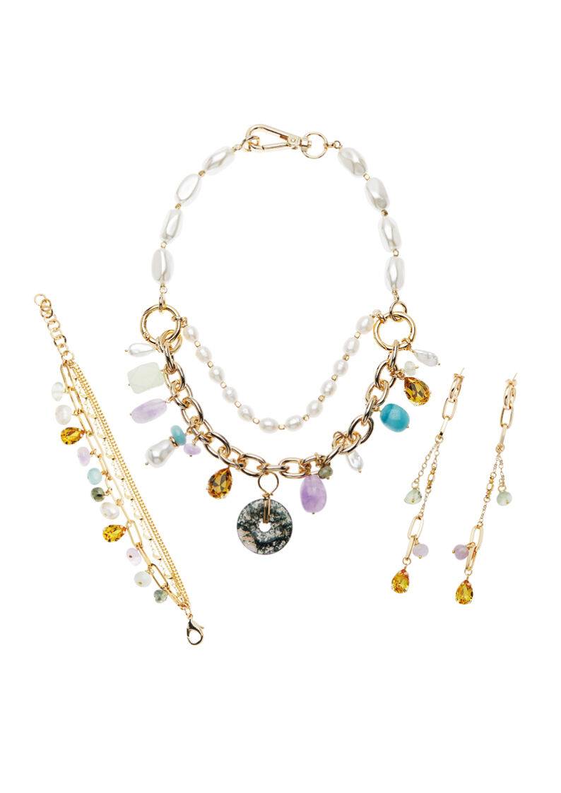 Ottaviani Collana con perle bijoux,quarzi,resine e crist Affare Del Giorno
