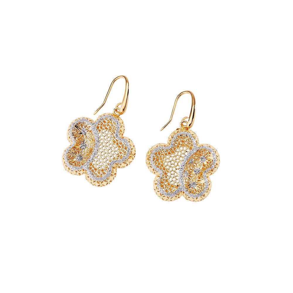 Ottaviani Orecchini in bronzo dorato con glitter argento Cyber Monday
