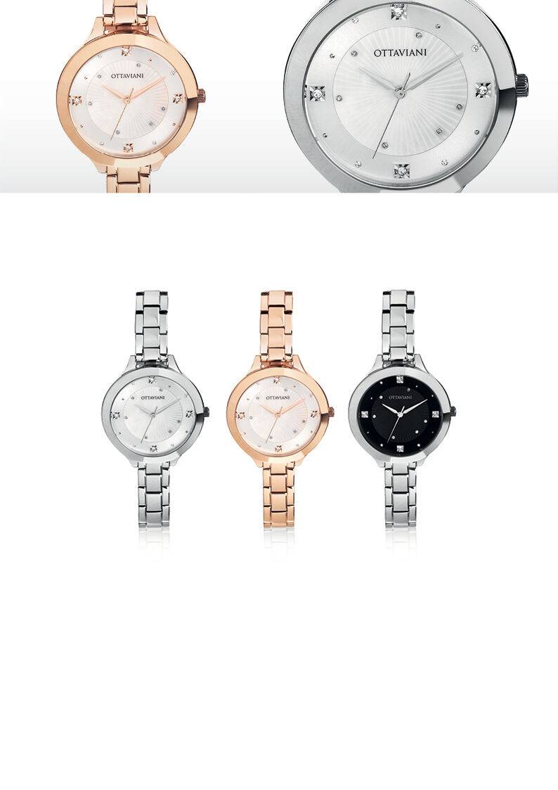 Ottaviani Quarzo acciaio nero swarovski Promozione temporanea