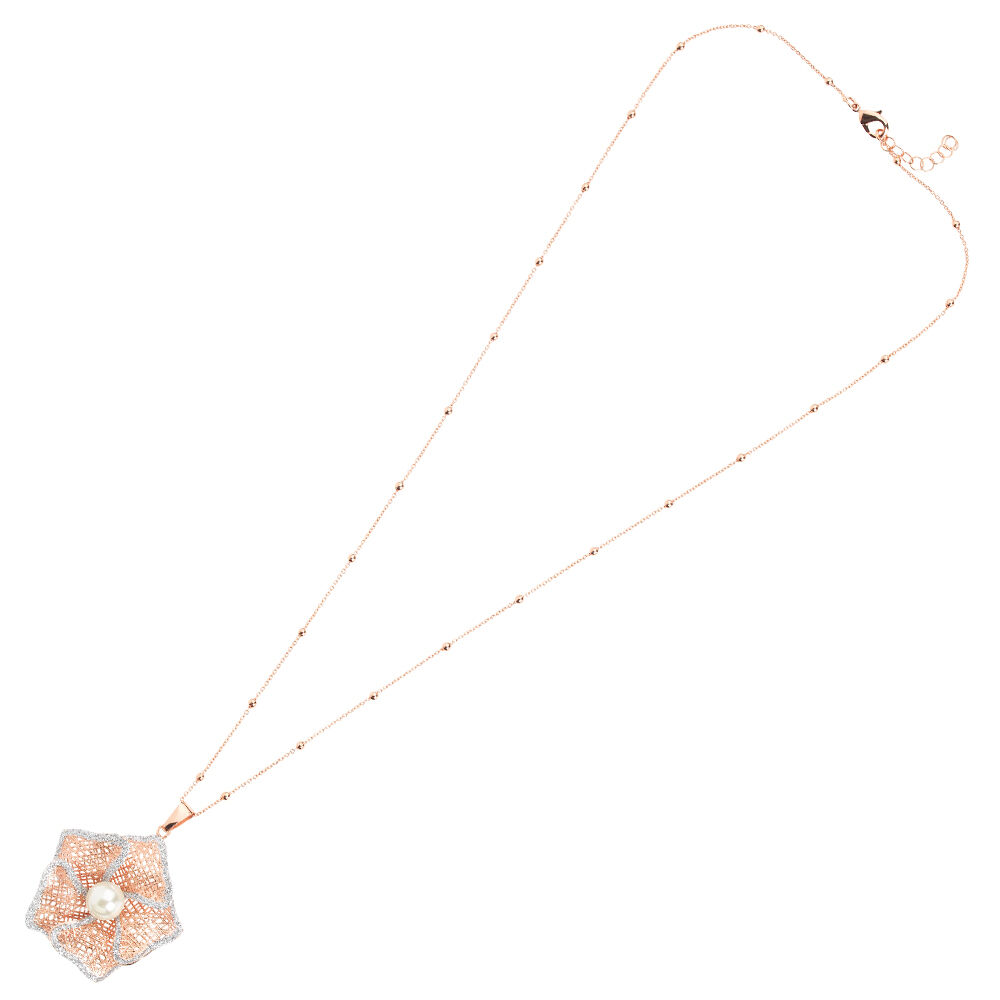 Ottaviani Collana in bronzo c/glitter argento e perla Qualità Garantita
