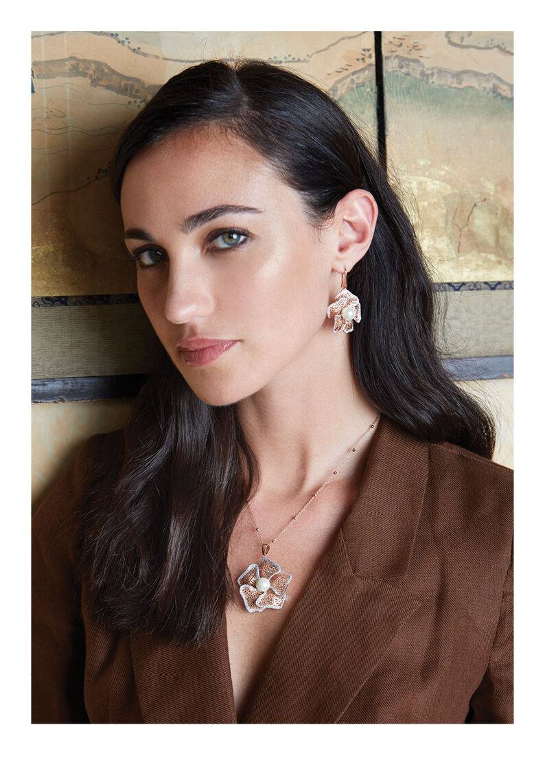 Ottaviani Collana in bronzo c/glitter argento e perla Qualità Garantita