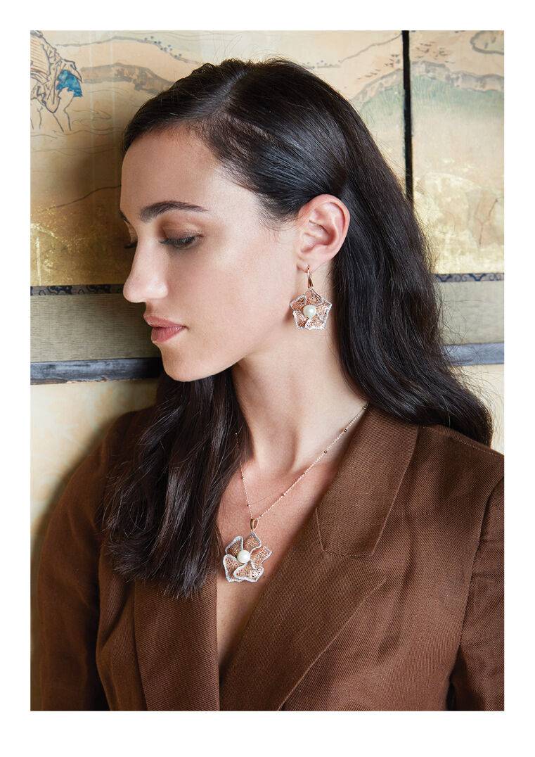 Ottaviani Collana in bronzo c/glitter argento e perla Qualità Garantita