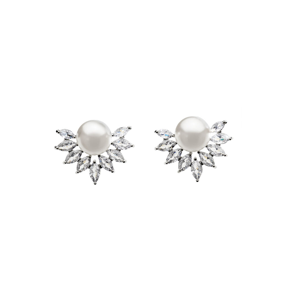 Ottaviani Orecchini con cubic zirconia e perle Vendita
