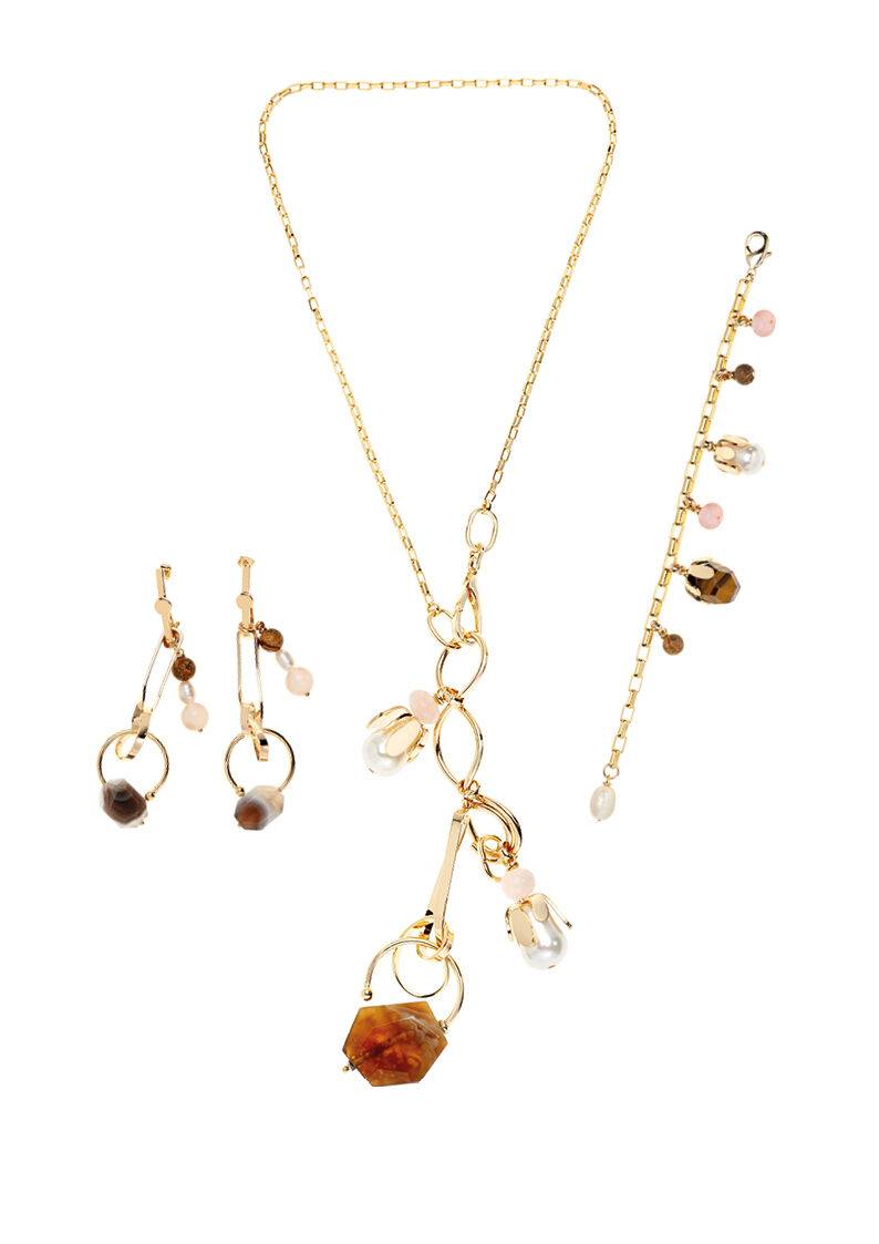 Ottaviani Collana con perle bijoux,agata e quarzo Spedizione gratuita