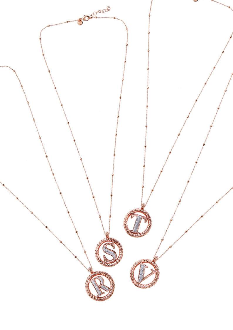 Ottaviani Collana in bronzo oro rosa con glitter argento Spedizione Gratuita