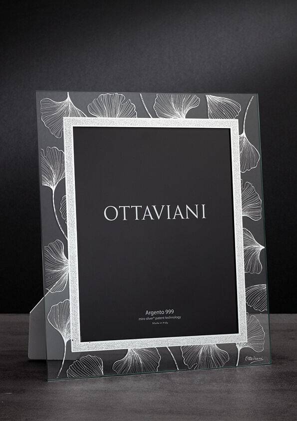 Ottaviani Portafoto in cristallo "soffio" con foglia arg Grande vendita