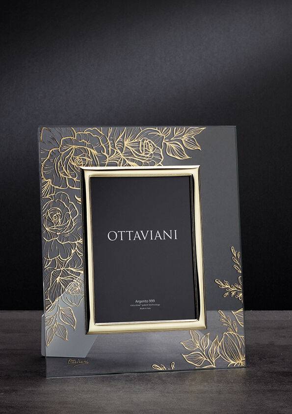 Ottaviani Portafoto cristallo "rose" c/c. e foglia oro Flash Sale