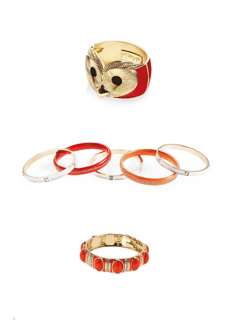 Ottaviani Bangle dorato con smalti corallo e strass Vendite stagionali