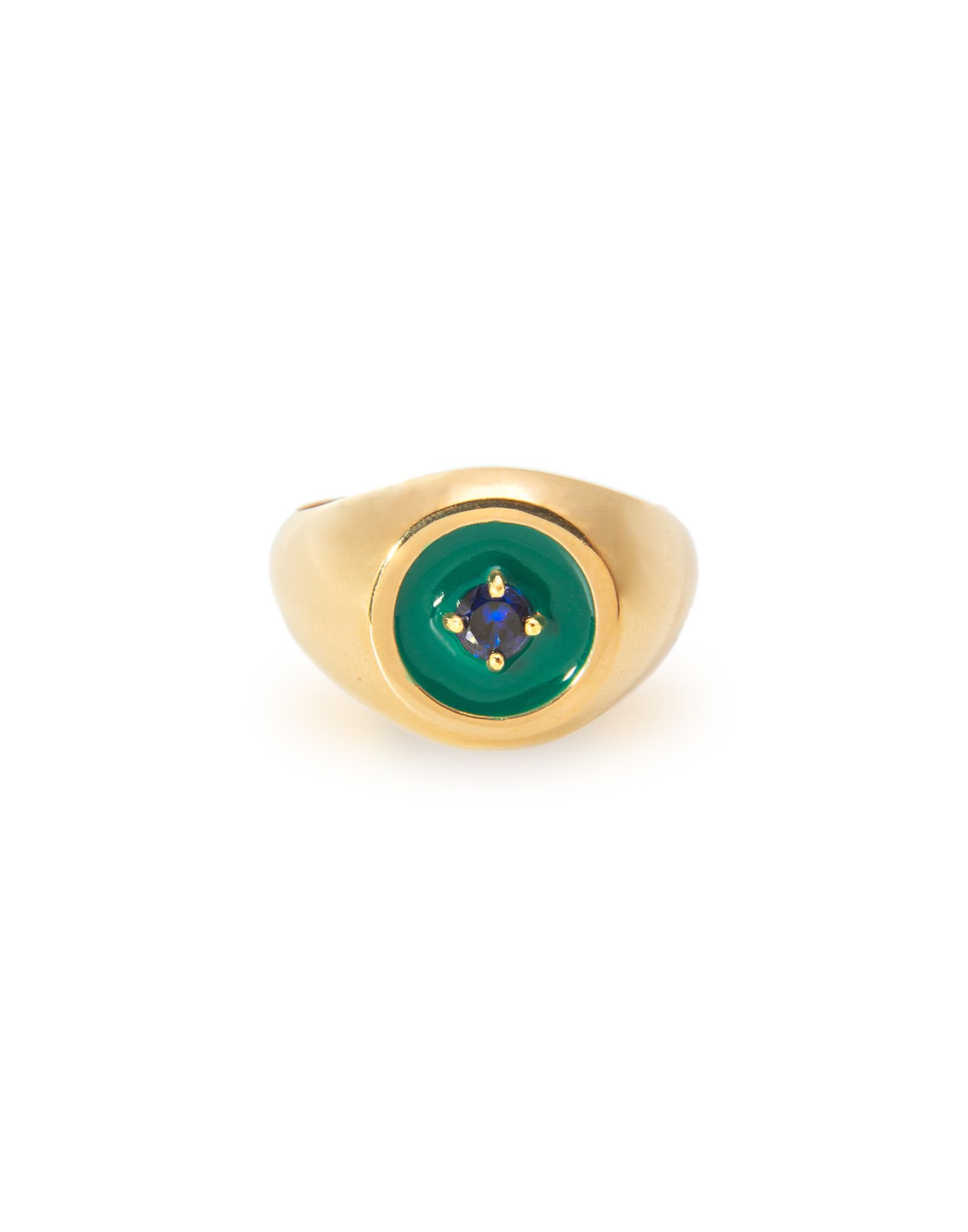 Thais Bernardes Anello Mini Chevalier Smaltato Verde