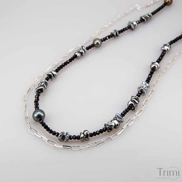Trimi Gioielli Collana con perle di tahiti e spinello e keshi Negozi Online