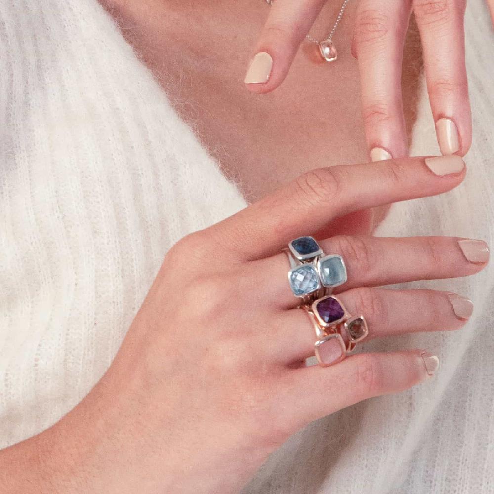 Unoaerre Anello donna Unoaerre in argento rosa e cristallo rosa | UNOAERRE Gioielli Italy