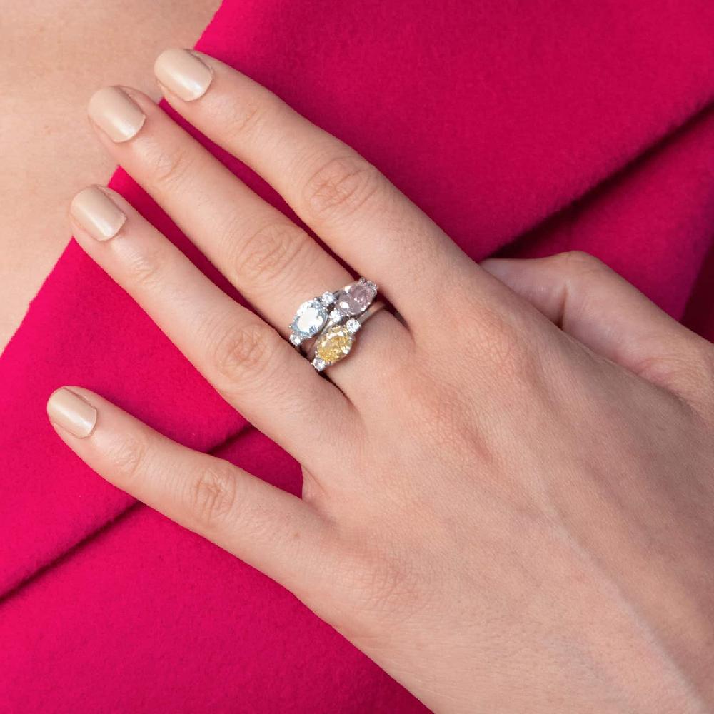 Unoaerre Anello solitario in argento con cubic zirconia rosa | UNOAERRE Gioielli 2025