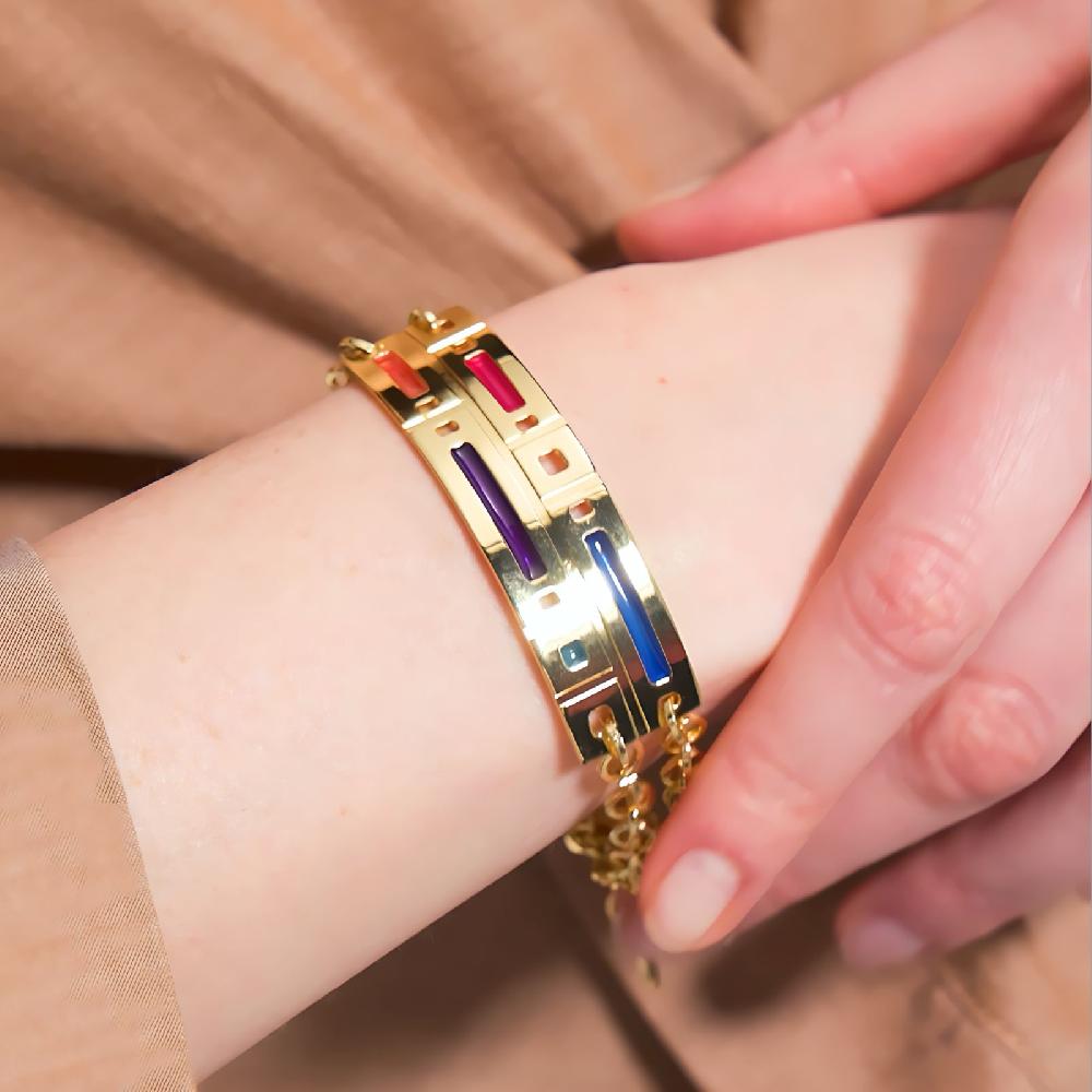 Unoaerre Bracciale in bronzo dorato e smalto colorato | UNOAERRE Gioielli Italy