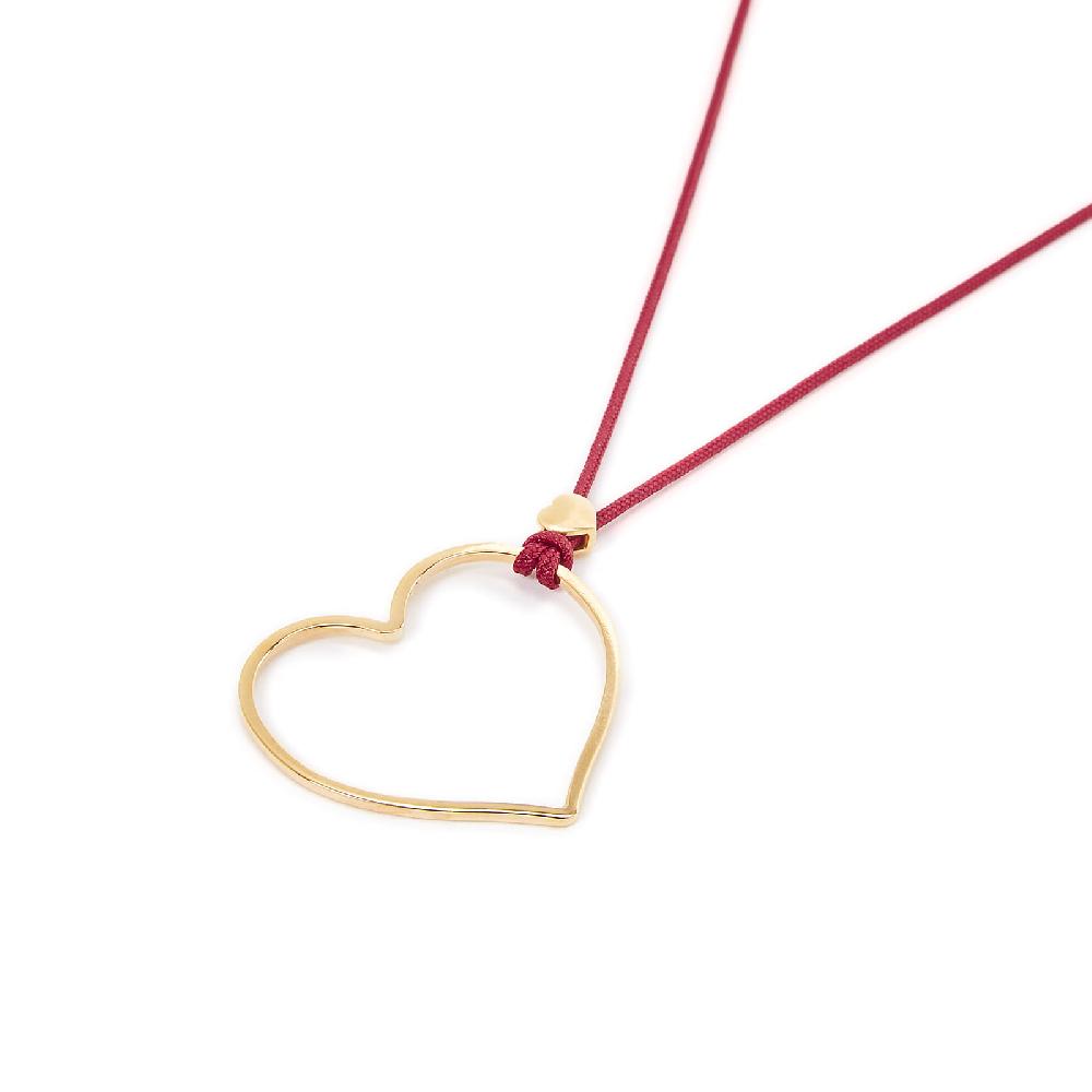 Unoaerre Collana con pendente cuore in oro e cordino rosso | UNOAERRE Gioielli Negozio