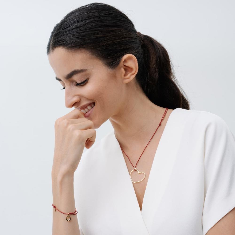 Unoaerre Collana con pendente cuore in oro e cordino rosso | UNOAERRE Gioielli Negozio