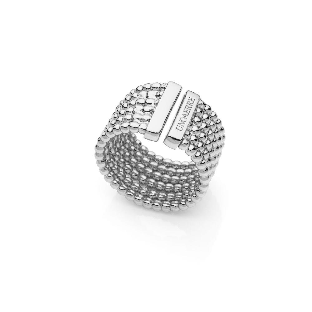 Unoaerre Anello a fascia con bagno in argento e catena a palline | UNOAERRE Gioielli Sconto