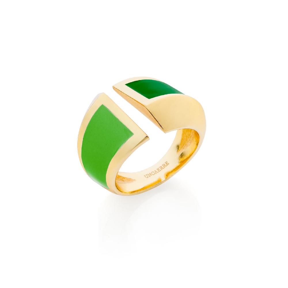 Unoaerre Anello a fascia smalto verde | UNOAERRE Gioielli Saldi