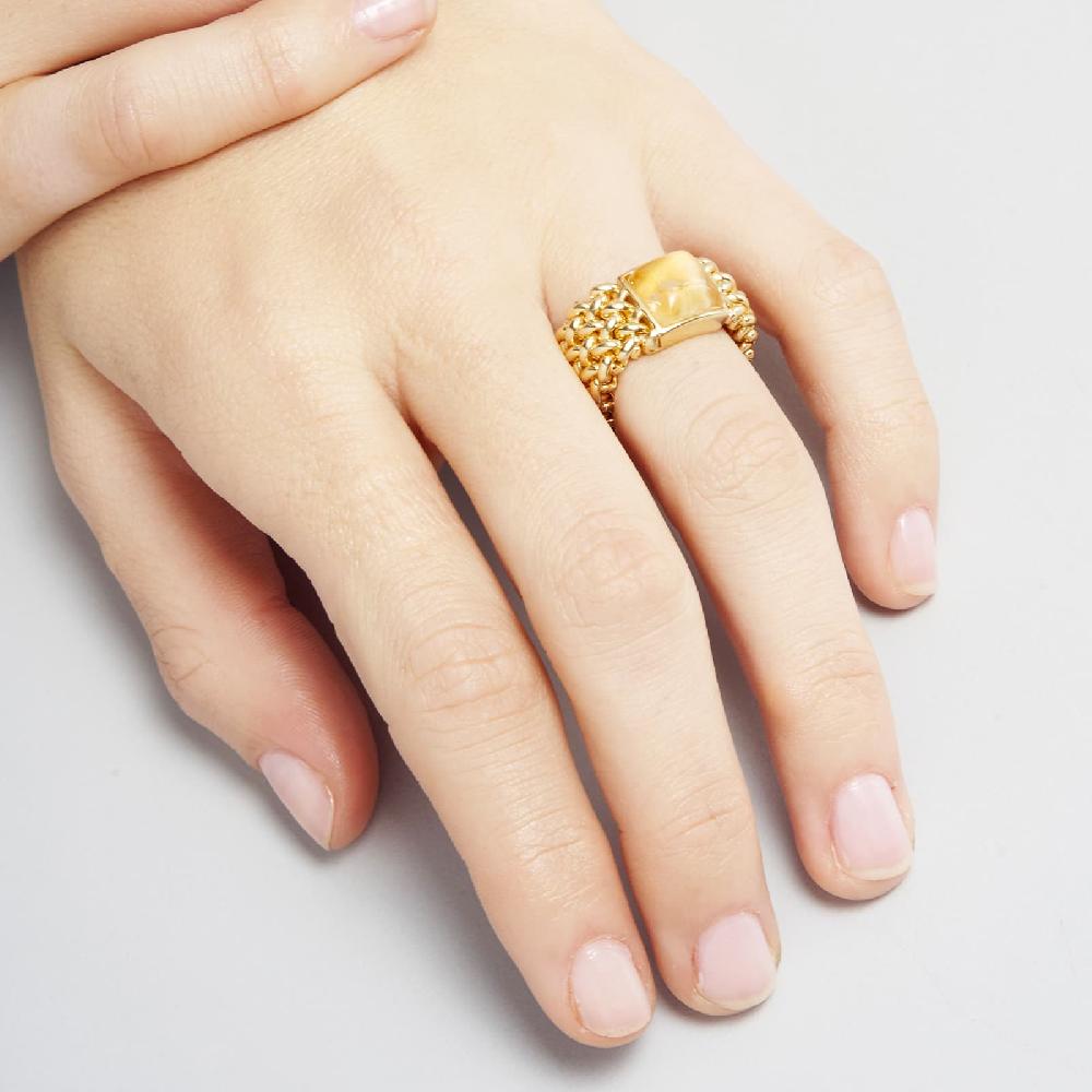 Unoaerre Anello in argento con Quarzo naturale giallo Chicco | UNOAERRE Gioielli Italia