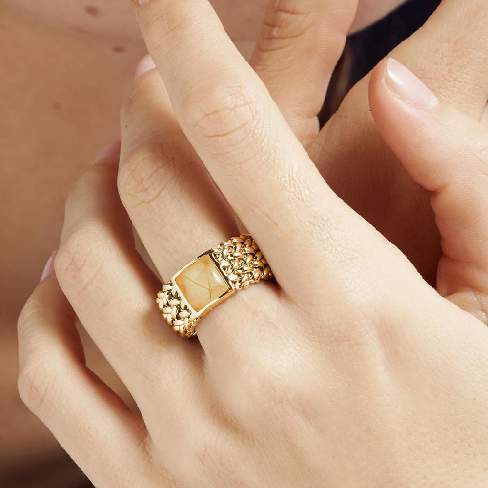Unoaerre Anello in argento con Quarzo naturale giallo Chicco | UNOAERRE Gioielli Italia