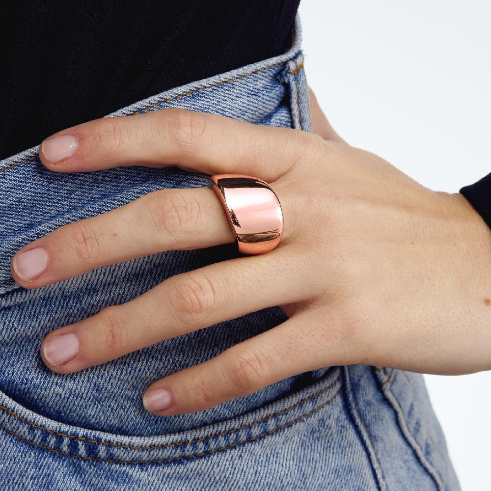Unoaerre Anello in bronzo a fascia bombata rosa | UNOAERRE Gioielli Offerte