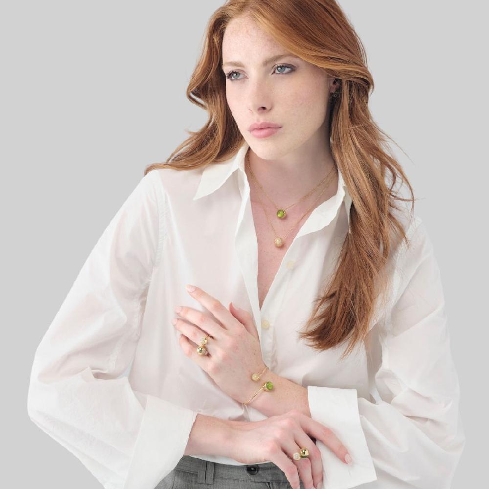 Unoaerre Collana in argento dorato e cristallo verde | UNOAERRE Gioielli Offerta