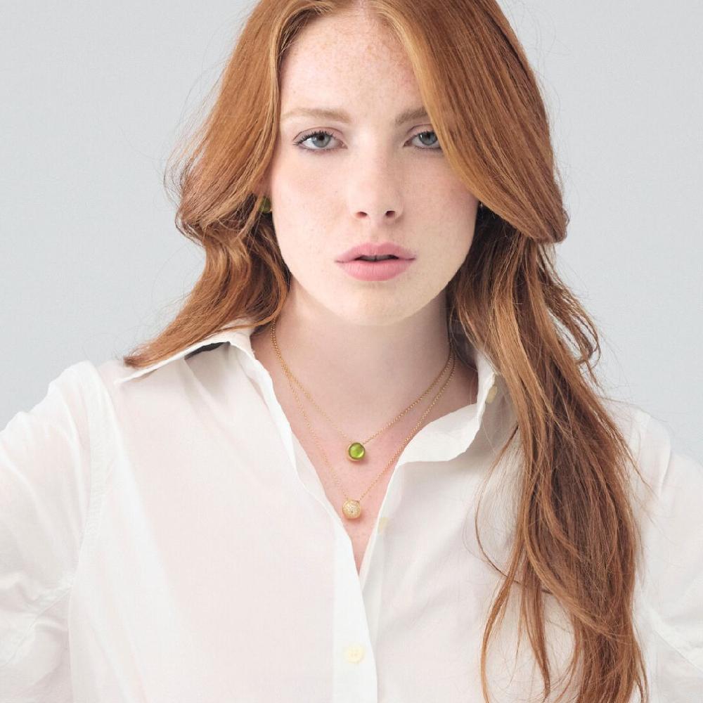 Unoaerre Collana in argento dorato e cristallo verde | UNOAERRE Gioielli Offerta