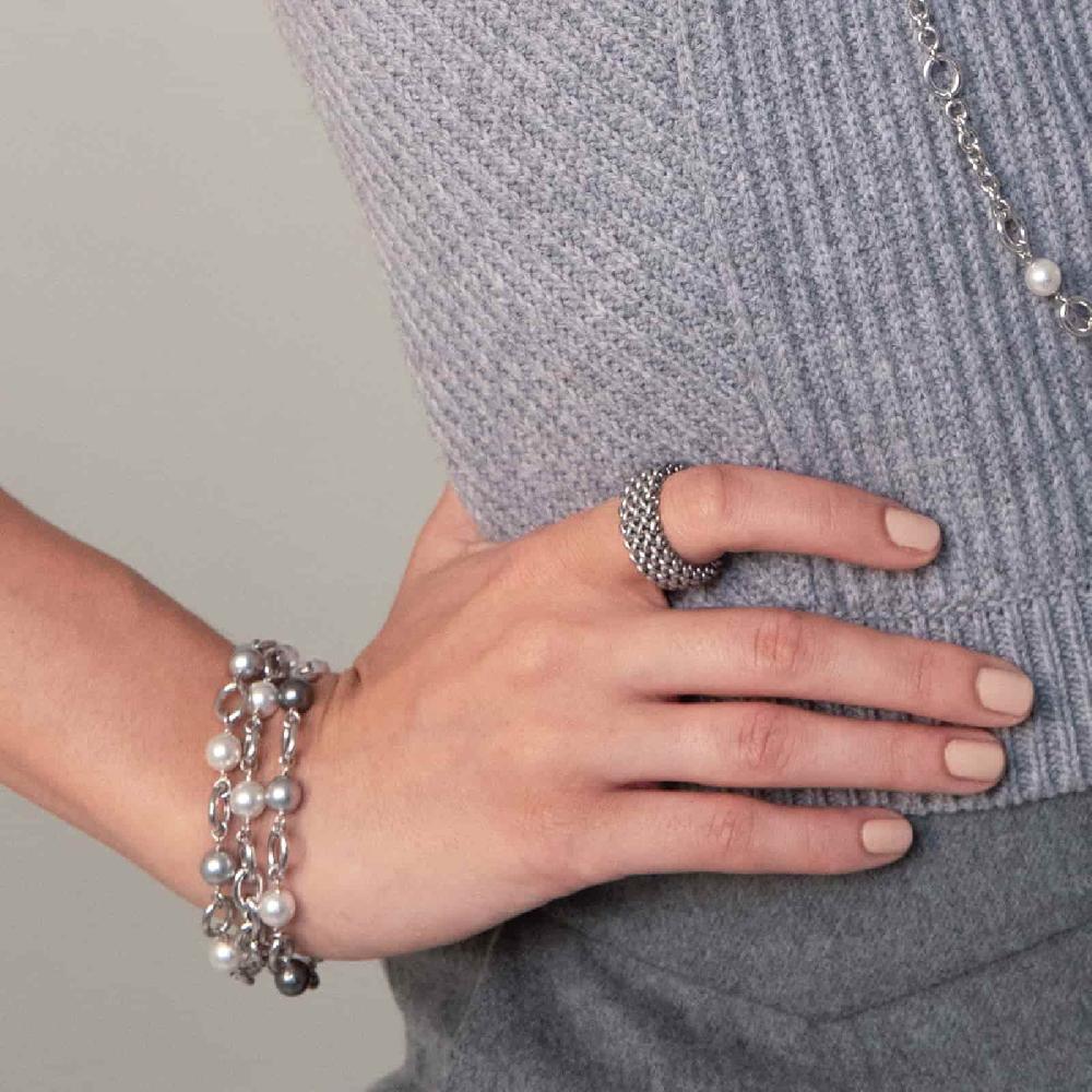 Unoaerre Unoaerre Bracciale in argento con perle bianche e nere | UNOAERRE Gioielli I Più Venduti