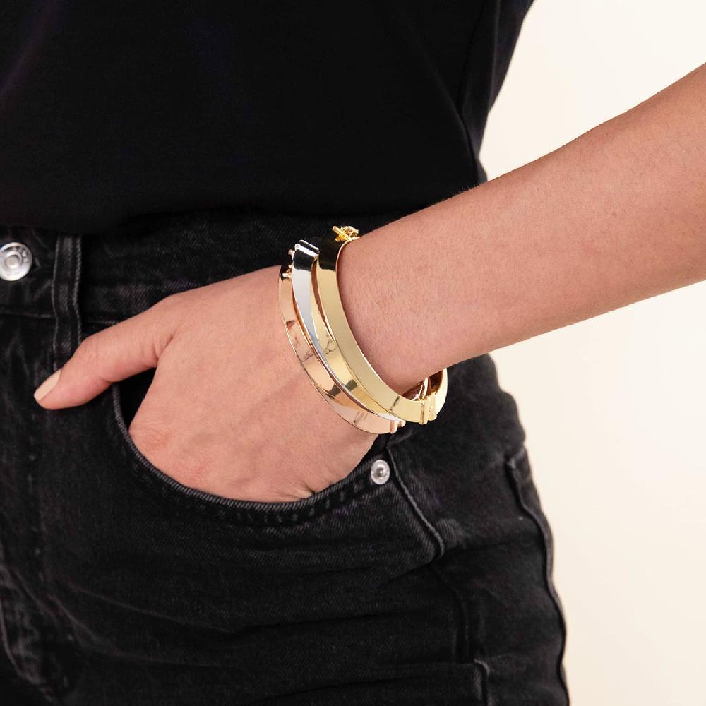 Unoaerre Bracciale dorato rosa rigido a tubo triangolare da donna | UNOAERRE Gioielli Negozio
