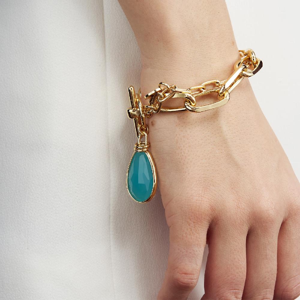 Unoaerre Bracciale in bronzo dorato cristallo turchese | UNOAERRE Gioielli Moda