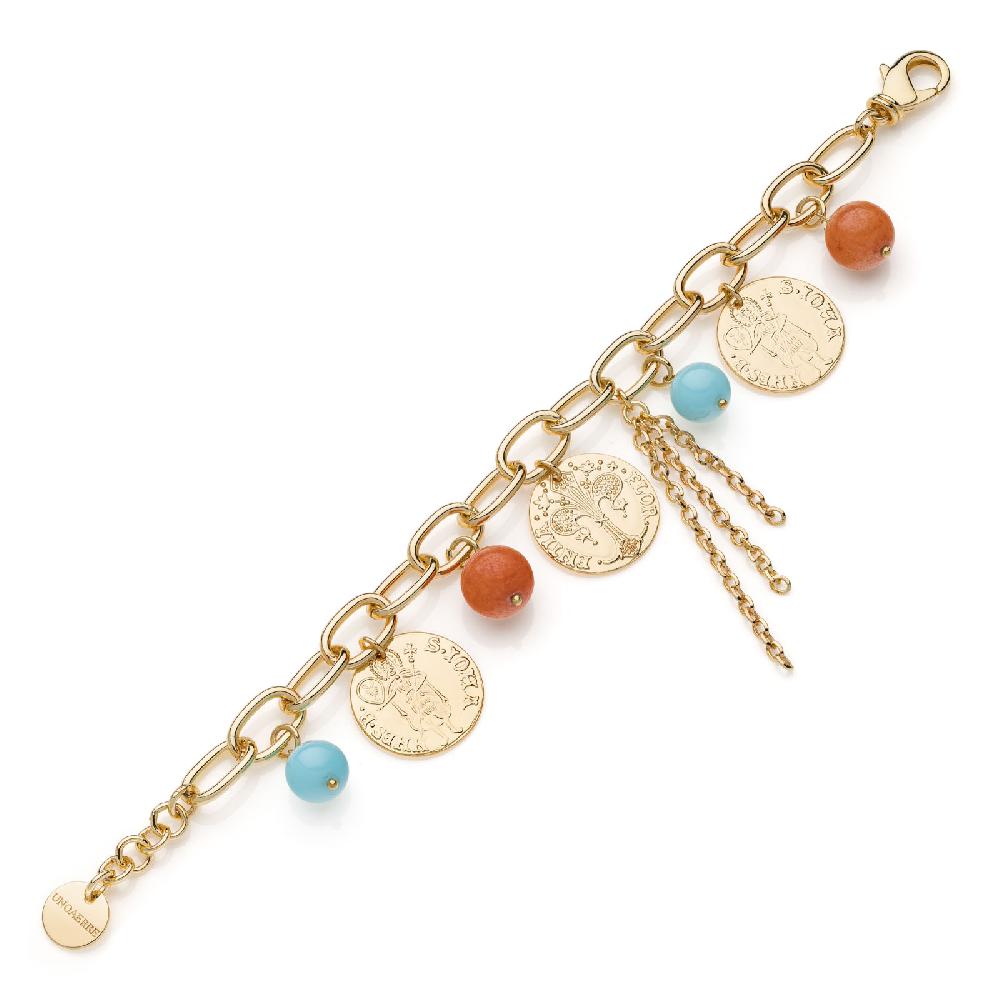 Unoaerre Bracciale in bronzo dorato con charms | UNOAERRE Gioielli In Linea