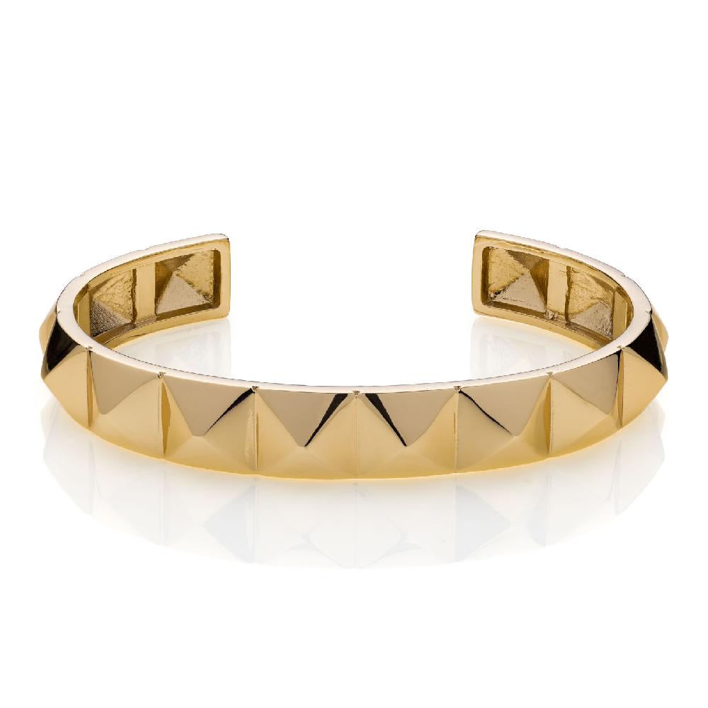 Unoaerre Bracciale rigido in bronzo dorato piramidi | UNOAERRE Gioielli