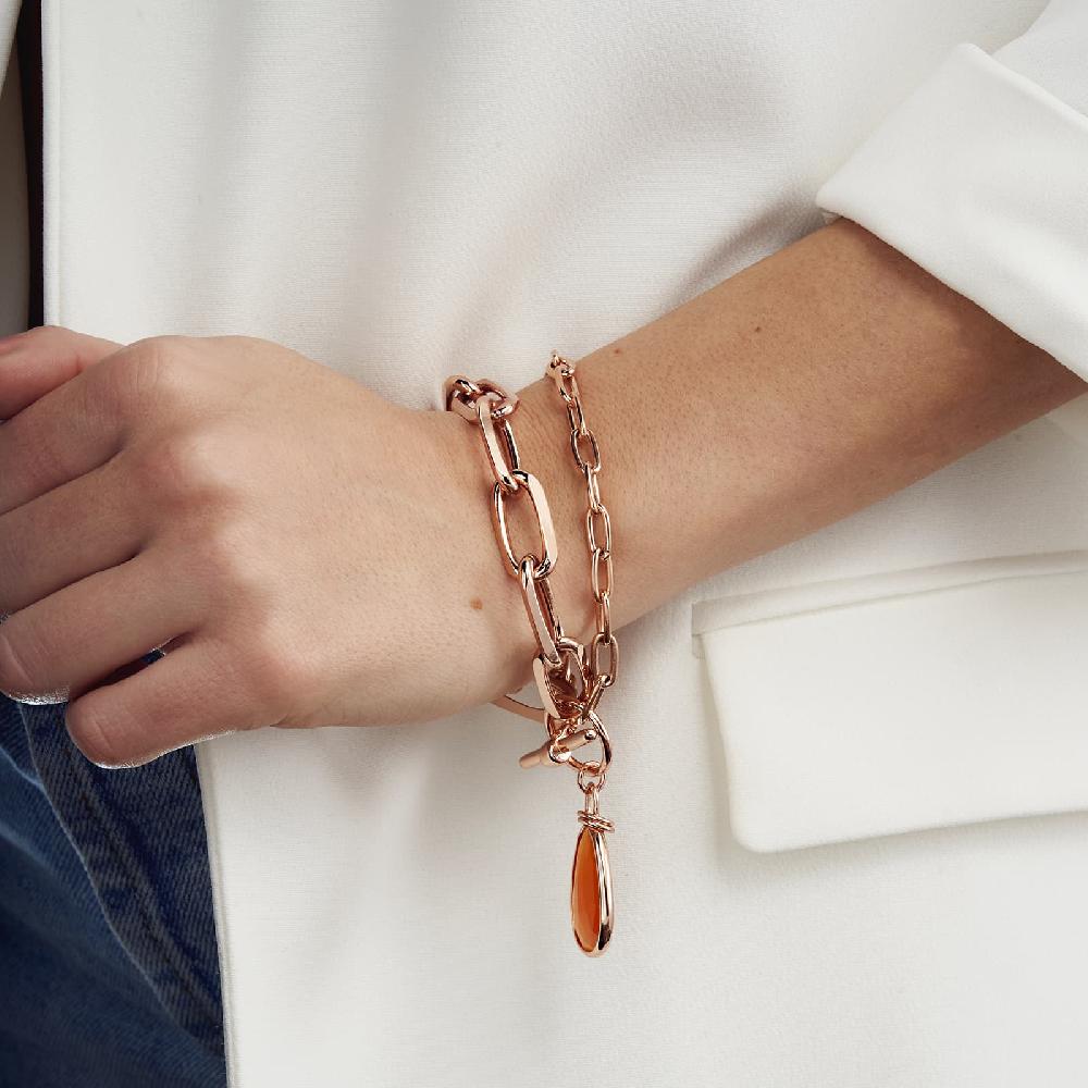 Unoaerre Bracciale in bronzo dorato rosa cristallo ambra | UNOAERRE Gioielli Solo un giorno rimasto