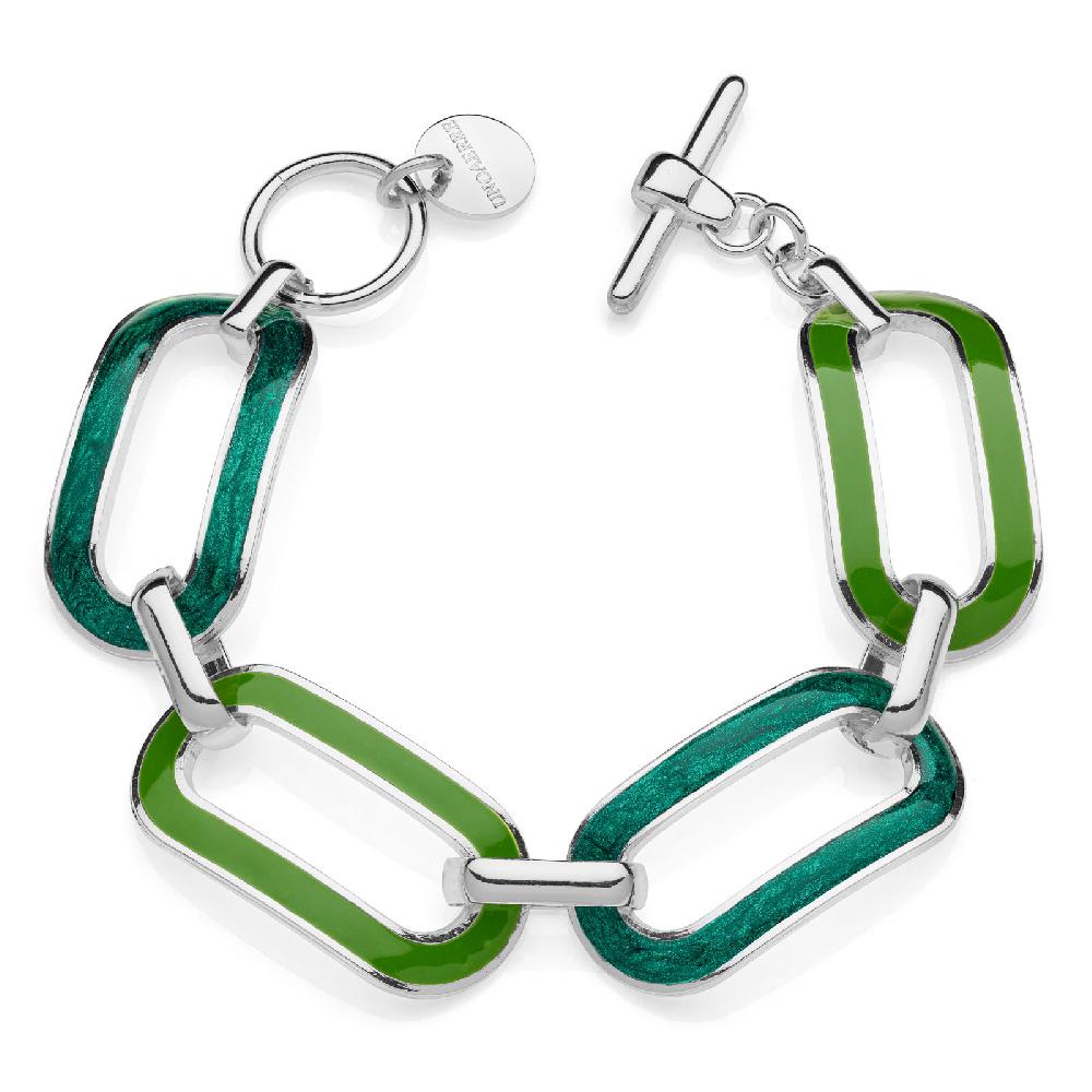 Unoaerre Bracciale in bronzo argentato con smalto verde | UNOAERRE Gioielli